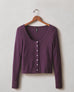 Women's Luxe Rib Square Neck Cardigan - Italian Plum